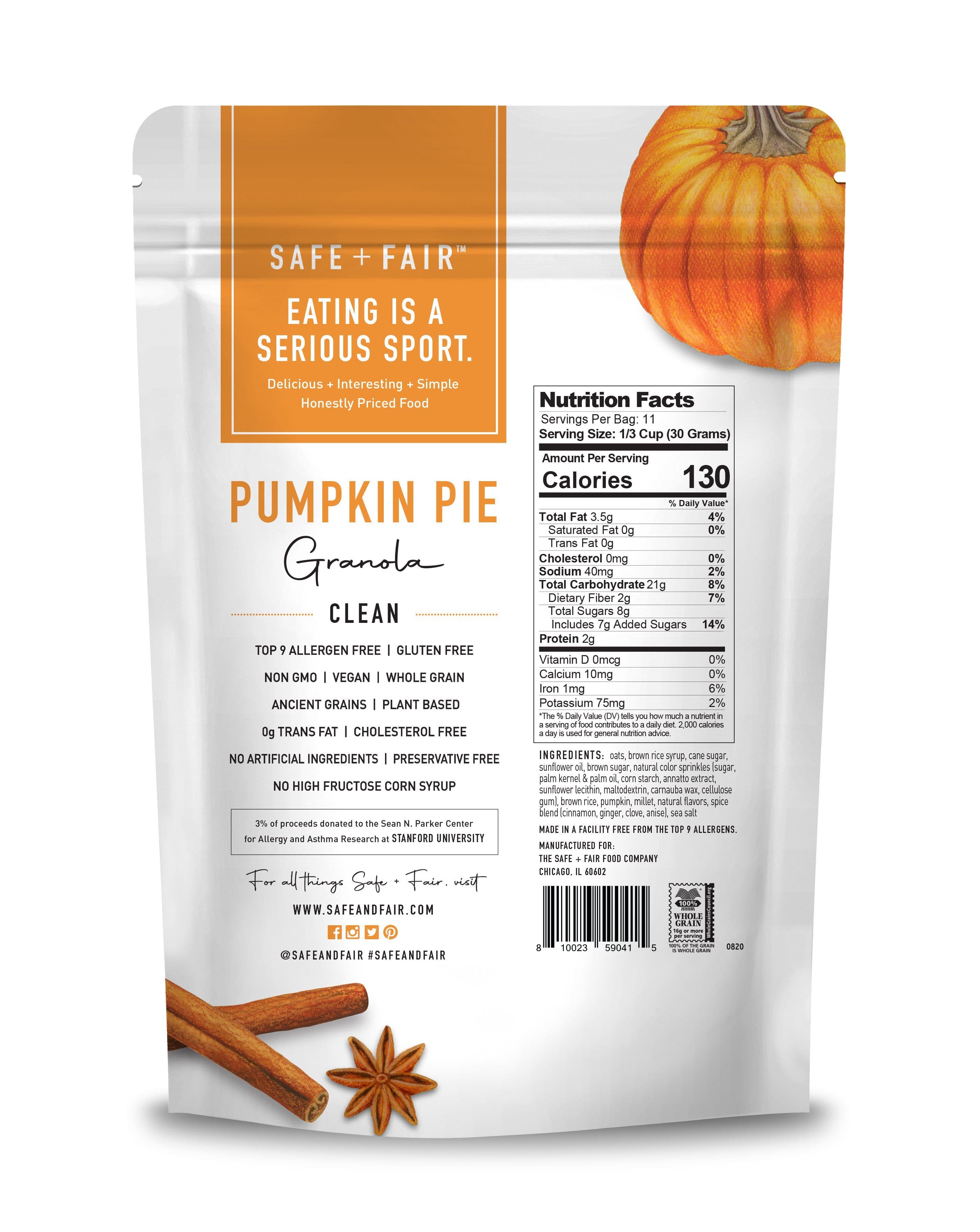 back of pumpkin pie granola pack