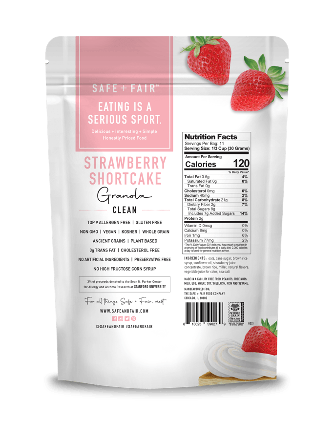 back of strawberry shortcake granola pack