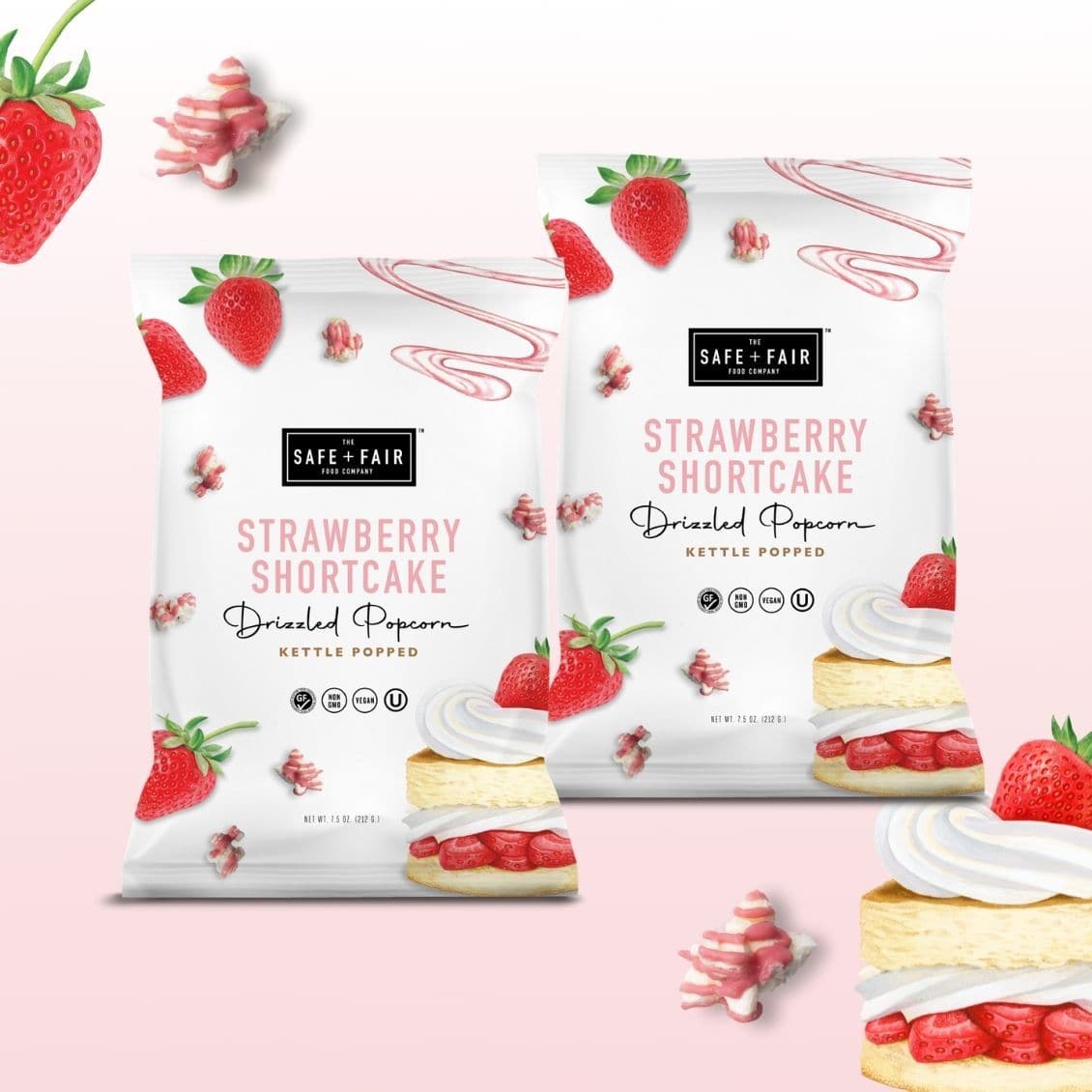 strawberry shortcake drizzled popcorn pack